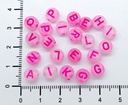 Plástico letras planas 7mm rosa opalina x 10 gr.