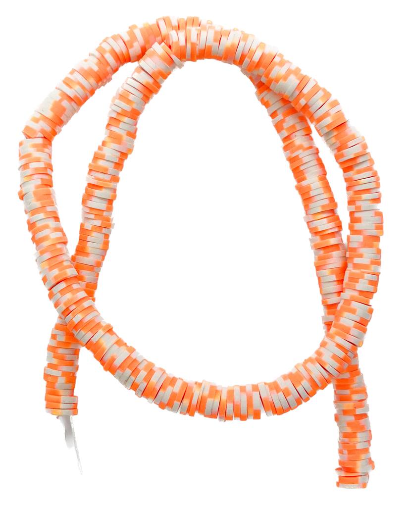 Tira Fimo plano 6mm jazpeada naranja/blanco