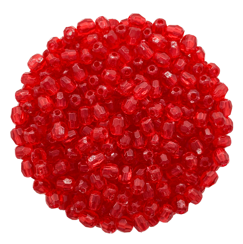 Perla plást. hexagonal rojo 4mm x 10gr.