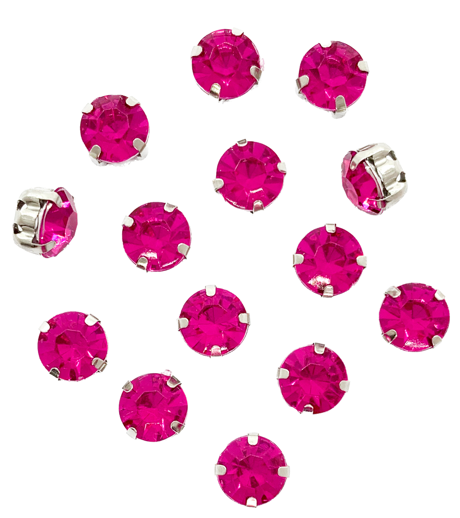 Gema engarzada redonda fucsia brillante 8mm x 10un.