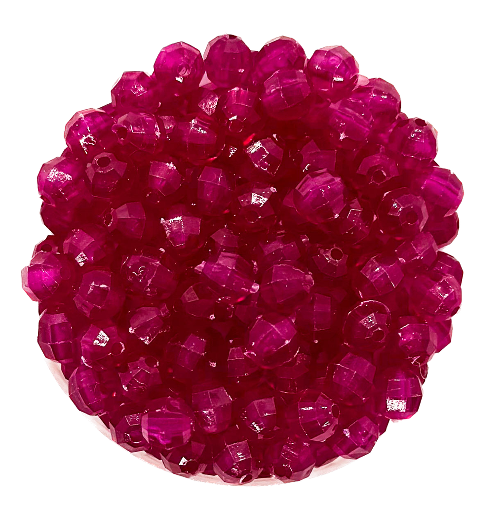 Bolita acrílica facetada fucsia 6mm x 10g