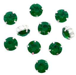 [11036] Gema engarzada redonda verde brillante 10mm x 10un.