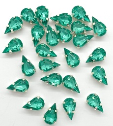 [10993] Gema engarzada gota aqua brilloso 6x10mm x 10un.