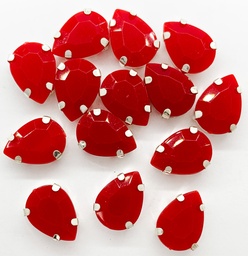 [11005] Gema engarzada gota rojo opalina 10x14mm x 10un.